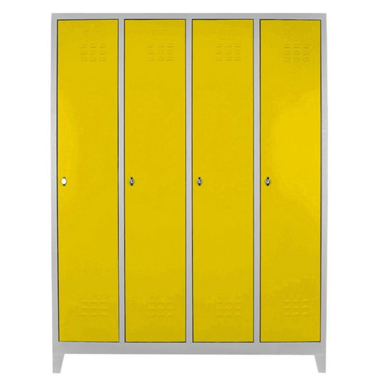Dulap de depozitare cu incuietoare, Shelvoria, Js1029Sa, 128x185x37 cm, Otel, Gri / Galben