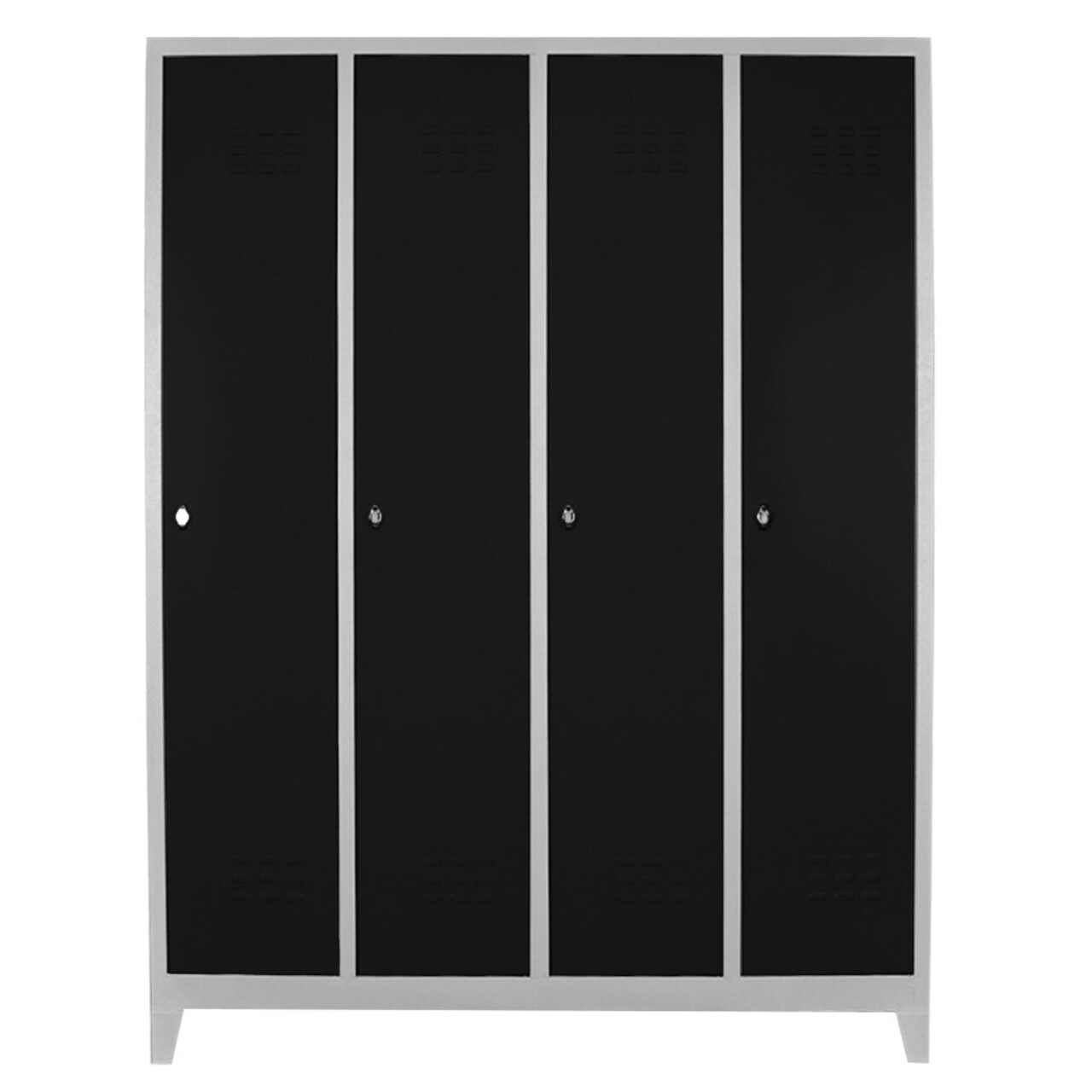 Dulap de depozitare cu incuietoare, Shelvoria, Js1029Sı, 128x185x37 cm, Otel, Gri/Negru