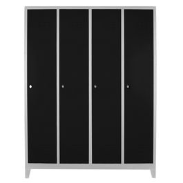 Dulap de depozitare cu incuietoare, Shelvoria, Js1029Sı, 128x185x37 cm, Otel, Gri/Negru