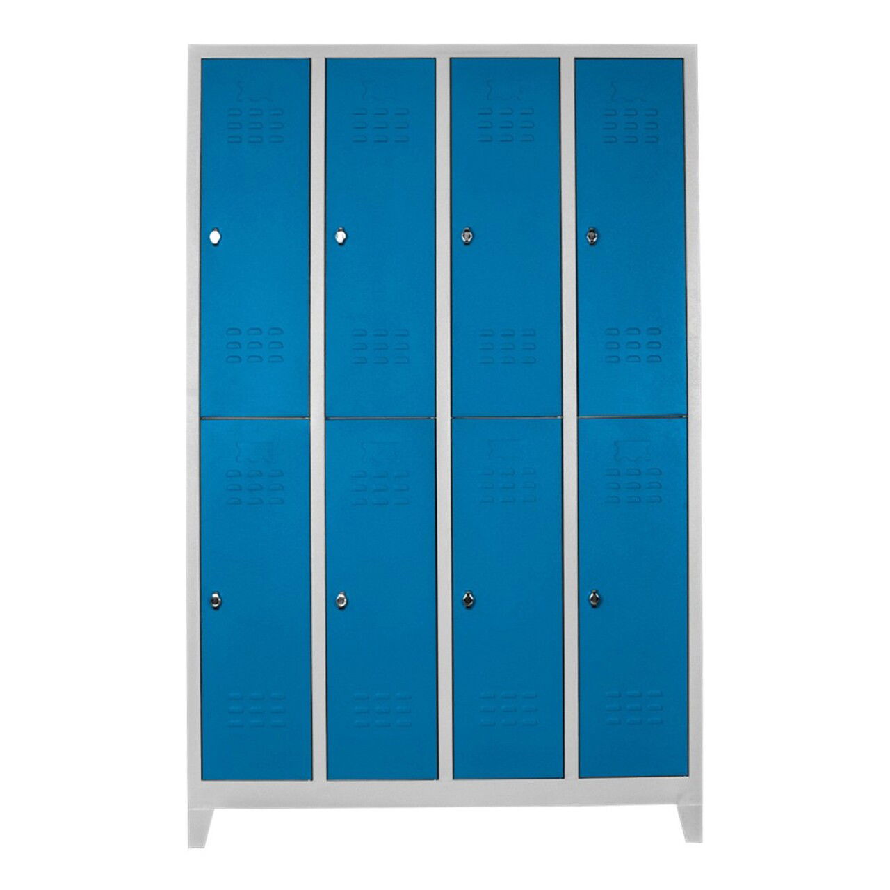 Dulap de depozitare cu incuietoare, Shelvoria, Js1030Ma, 128x200x37 cm, Otel, Gri/Albastru