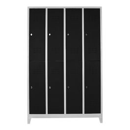 Dulap de depozitare cu incuietoare, Shelvoria, Js1030Sı, 128x200x37 cm, Otel, Gri/Negru