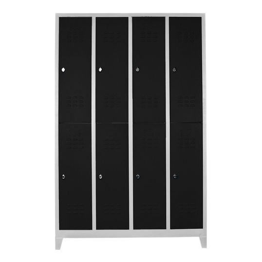 Dulap de depozitare cu incuietoare, Shelvoria, Js1030Sı, 128x200x37 cm, Otel, Gri/Negru