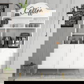 Dulap de bar pentru cafea, Hommy Craft, Lyon 120, 120x202x35 cm, PAL, Alb/Auriu