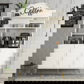 Dulap de bar pentru cafea, Hommy Craft, Lyon 120, 120x202x35 cm, PAL, Crem / Aur