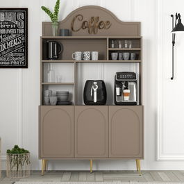 Dulap de bar pentru cafea, Hommy Craft, Lyon 120, 120x202x35 cm, PAL, Atlas / Aur