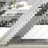 Dulap de bar pentru cafea, Hommy Craft, Lyon 120, 120x202x35 cm, PAL, Alb/Maro