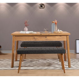 Set masa extensibila si 2 banci, Vella, Santiago 1053, PAL, Pin Atlantic / Antracit