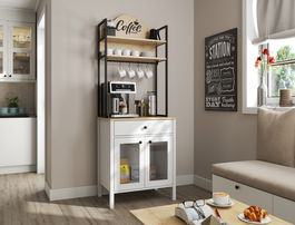 Dulap de bar pentru cafea, Cordelia, FRN-20076, 75x210x50 cm, PAL, Maro/Alb