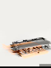 Set servire branzeturi 16 piese Fresca, Homla, lemn/portelan/inox, natur/negru