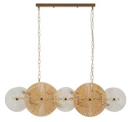 Lustra Osaka, Mauro Ferretti, 8 x E14, 20W, 100x23x28 cm, fier/sticla, auriu/maro/transparent