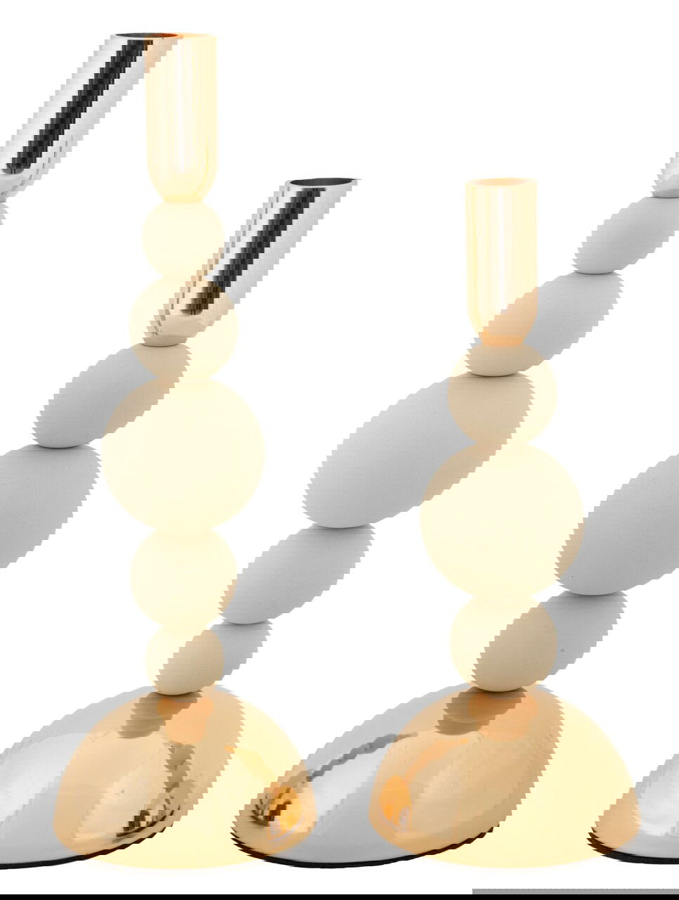 Set 2 suporturi de lumanare Bolly, Mauro Ferretti, 10x24 cm, 10x29.5 cm, fier, crem/auriu
