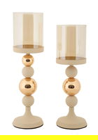 Set 2 suporturi de lumanare Glazed, Mauro Ferretti, 10x32 cm, 10x36 cm, fier, crem/auriu