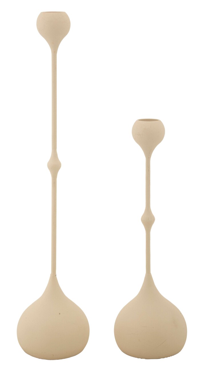 Set 2 suporturi de lumanare Slimmy, Mauro Ferretti, 8x26 cm, 8x37 cm, fier, crem/auriu