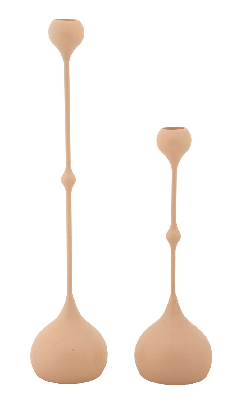 Set 2 suporturi de lumanare Slimmy, Mauro Ferretti, 8x26 cm, 8x37 cm, fier, roz/auriu