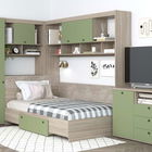 Oferta Dormitor colt AMBRO 11 cu comoda, Oak, Pesto cu saltea inclusa