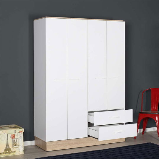 Dulap pentru haine, Adore, Base 4, 137x198x52 cm, PAL, Alb