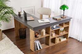 Birou, Nordure, Vesper, 130x72x120 cm, PAL, Antracit / Pin Atlantic