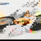Oala cu capac Onix, Cooking by Heinner, 22x10 cm, aluminiu/ceramica, negru