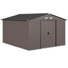 Outsunny Magazie de Grădină 8.3m² din Oțel Zincat, Uși Duble Glisante, 277x322x192 cm, Maro | Aosom Romania