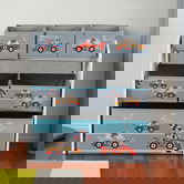 Organizator jucarii / mobilier camera copilului Cars, U-Grow, 63x30x60 cm, lemn de pin/textil, gri