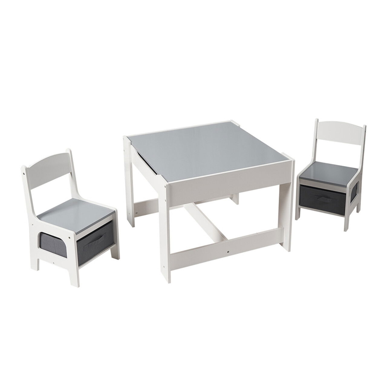 Set birou cu 2 scaune, U-Grow, 61x61x48.3 cm / 28x30x53 cm, MDF, alb