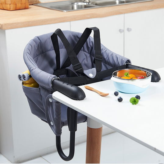 Scaun pentru bebelusi atasabil la masa, U-Grow, 39.5x38x31.5 cm, poliester/metal, gri
