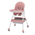 Scaun de masa pentru bebelusi 2 in 1, U-Grow, 44x27x50.5 cm, piele ecologica/textil, alb/roz