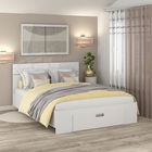 Pat AMBRO, 140x200, sertar frontal, Alb cu saltea inclusa
