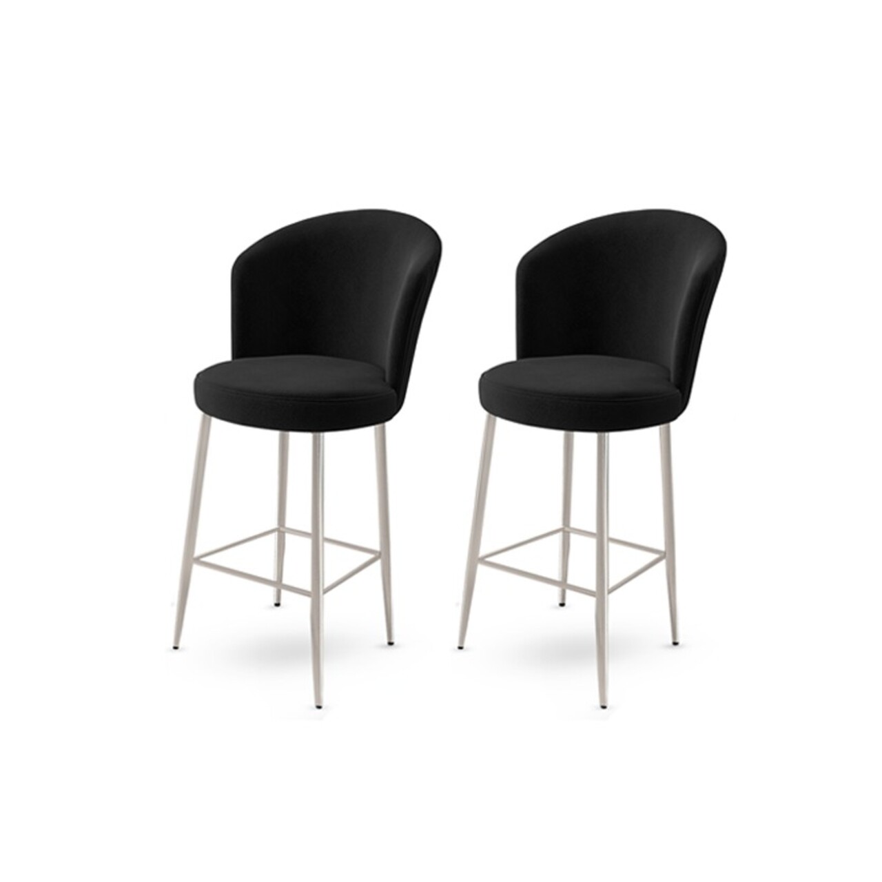 Set scaun de bar (2 bucăți), Charlotte, Alte, Metal, Negru / Crom