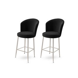 Set scaun de bar (2 bucăți), Charlotte, Alte, Metal, Negru / Crom