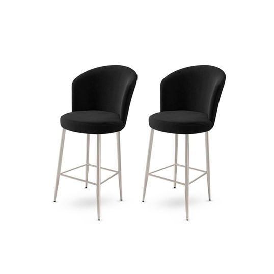 Set scaun de bar (2 bucăți), Charlotte, Alte, Metal, Negru / Crom