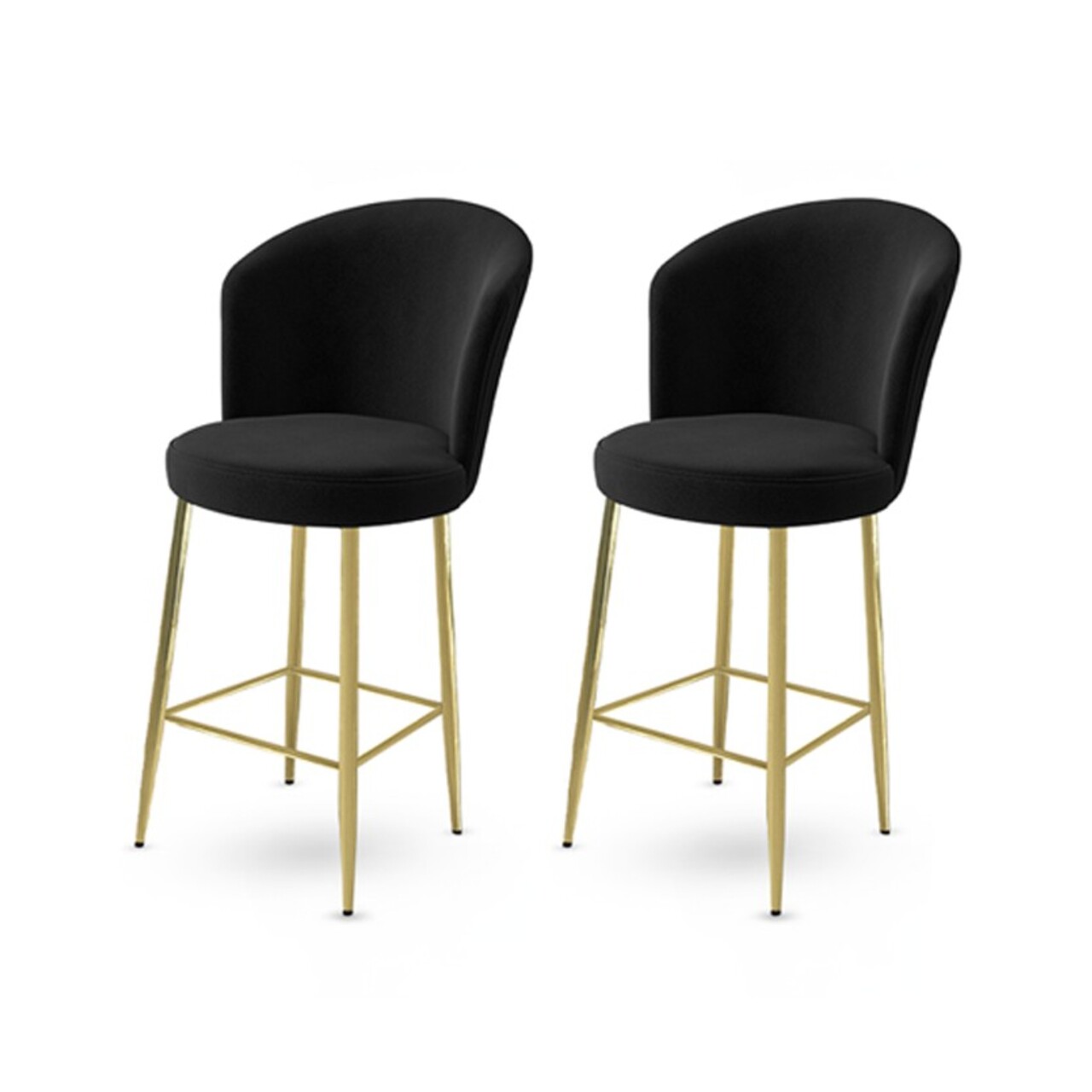 Set scaun de bar (2 bucăți), Charlotte, Alte, Metal, Negru
