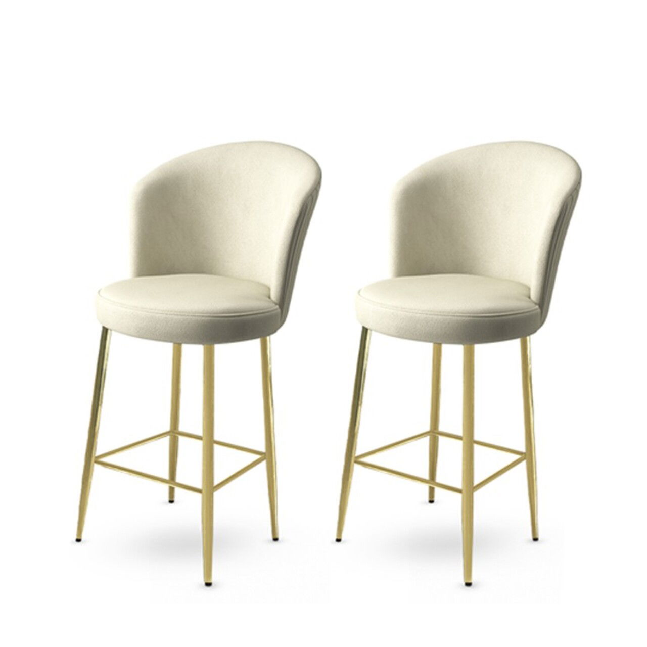 Set scaun de bar (2 bucăți), Charlotte, Alte, Metal, Crem / Aur