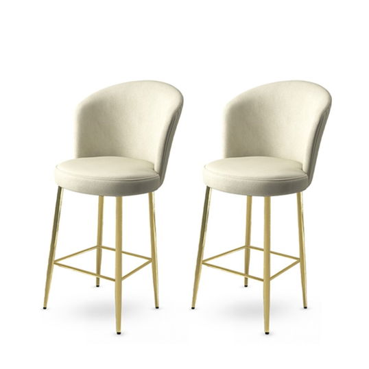 Set scaun de bar (2 bucăți), Charlotte, Alte, Metal, Crem / Aur