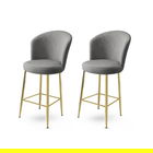 Set scaun de bar (2 bucăți), Charlotte, Alte, Metal, Gri / Auriu