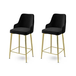 Set scaun de bar (2 bucăți), Charlotte, Enox, Metal, Negru