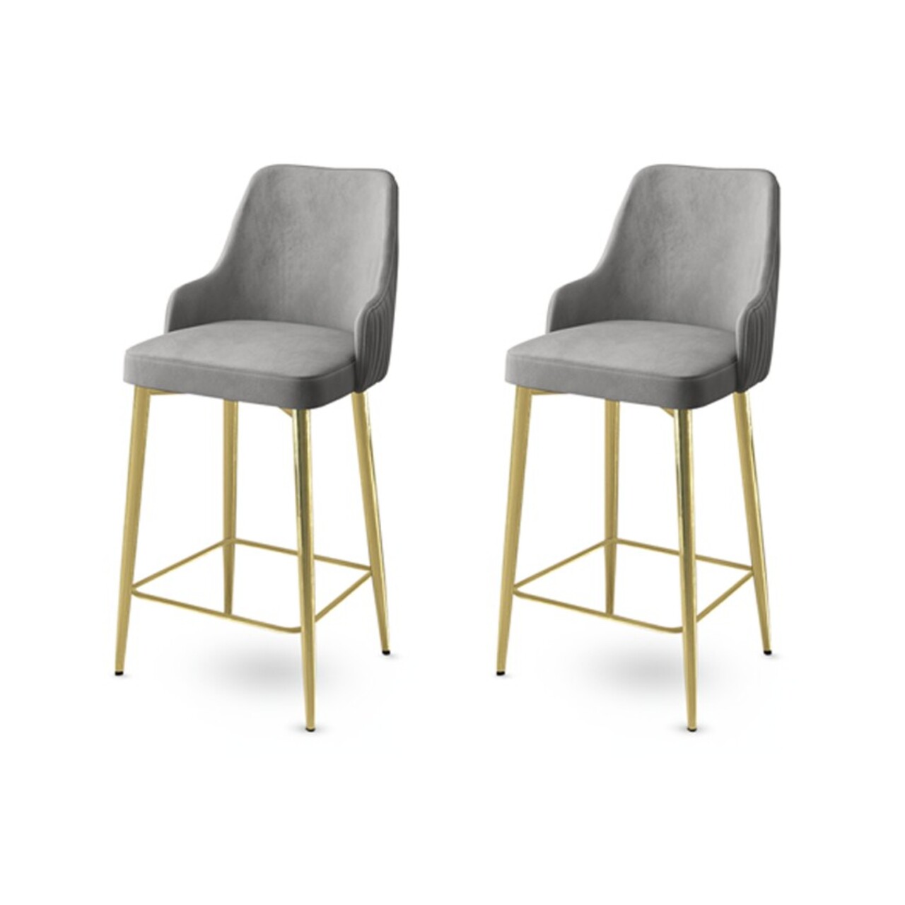 Set scaun de bar (2 bucăți), Charlotte, Enox, Metal, Gri / Auriu