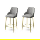 Set scaun de bar (2 bucăți), Charlotte, Enox, Metal, Gri / Auriu