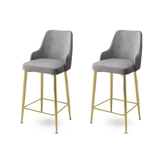 Set scaun de bar (2 bucăți), Charlotte, Enox, Metal, Gri / Auriu