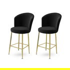 Set scaun de bar (2 bucăți), Charlotte, Fora, Metal, Negru