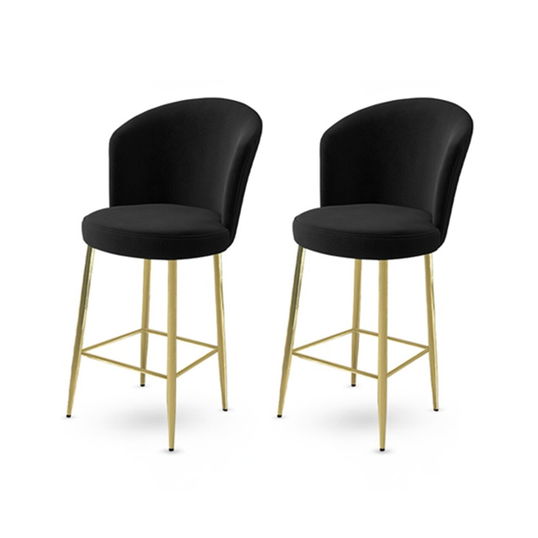 Set scaun de bar (2 bucăți), Charlotte, Fora, Metal, Negru