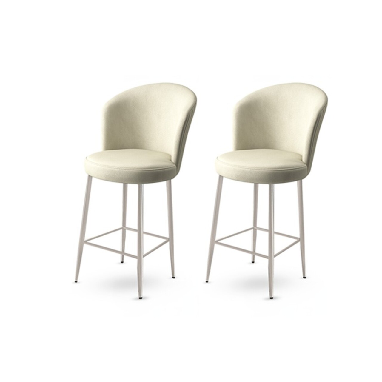 Set scaun de bar (2 bucăți), Charlotte, Fora, Metal, Crem / Crom