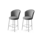 Set scaun de bar (2 bucăți), Charlotte, Fora, Metal, Gri/Crom