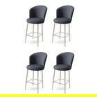 Set scaune de bar 4 piese, Charlotte, Alte, Metal, Antracit / Crom