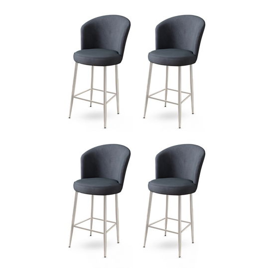 Set scaune de bar 4 piese, Charlotte, Alte, Metal, Antracit / Crom