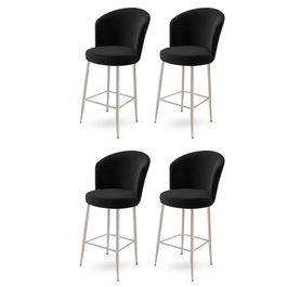 Set scaune de bar 4 piese, Charlotte, Alte, Metal, Negru / Crom