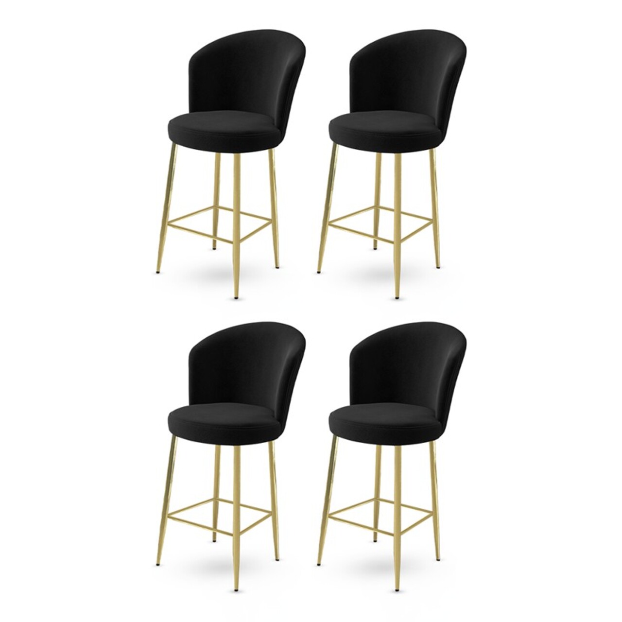 Set scaune de bar 4 piese, Charlotte, Alte, Metal, Negru