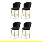 Set scaune de bar 4 piese, Charlotte, Alte, Metal, Negru