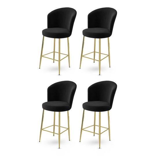 Set scaune de bar 4 piese, Charlotte, Alte, Metal, Negru