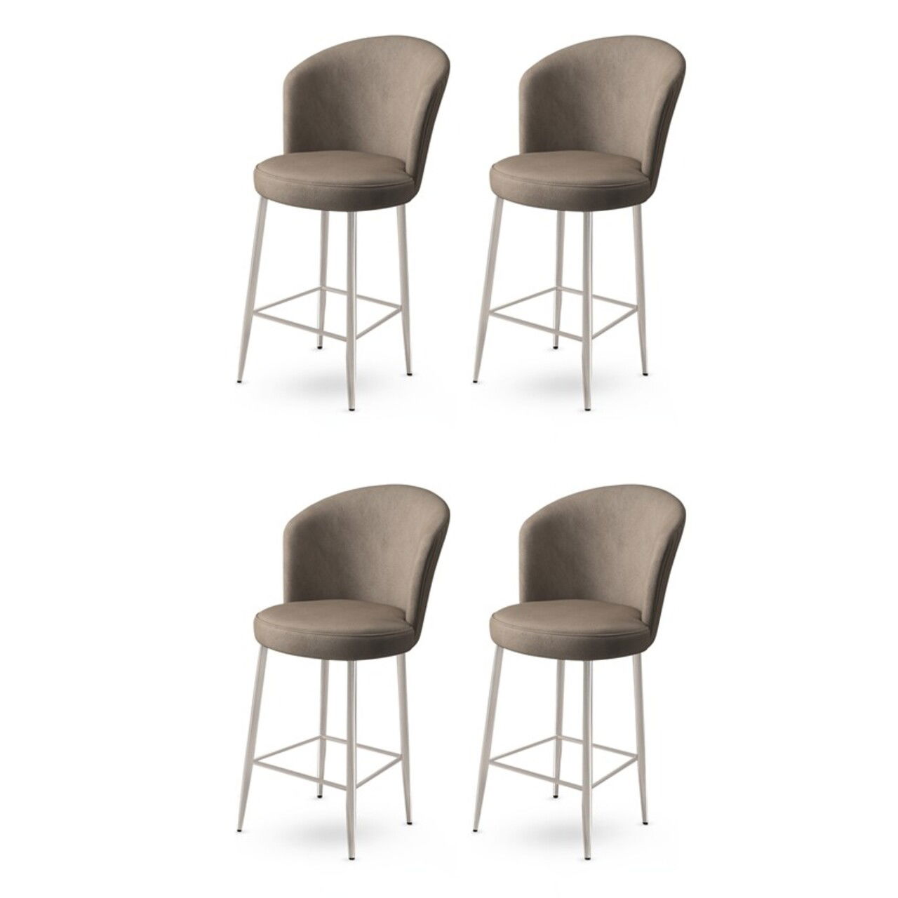 Set scaune de bar 4 piese, Charlotte, Alte, Metal, Cappuccino / Chrome